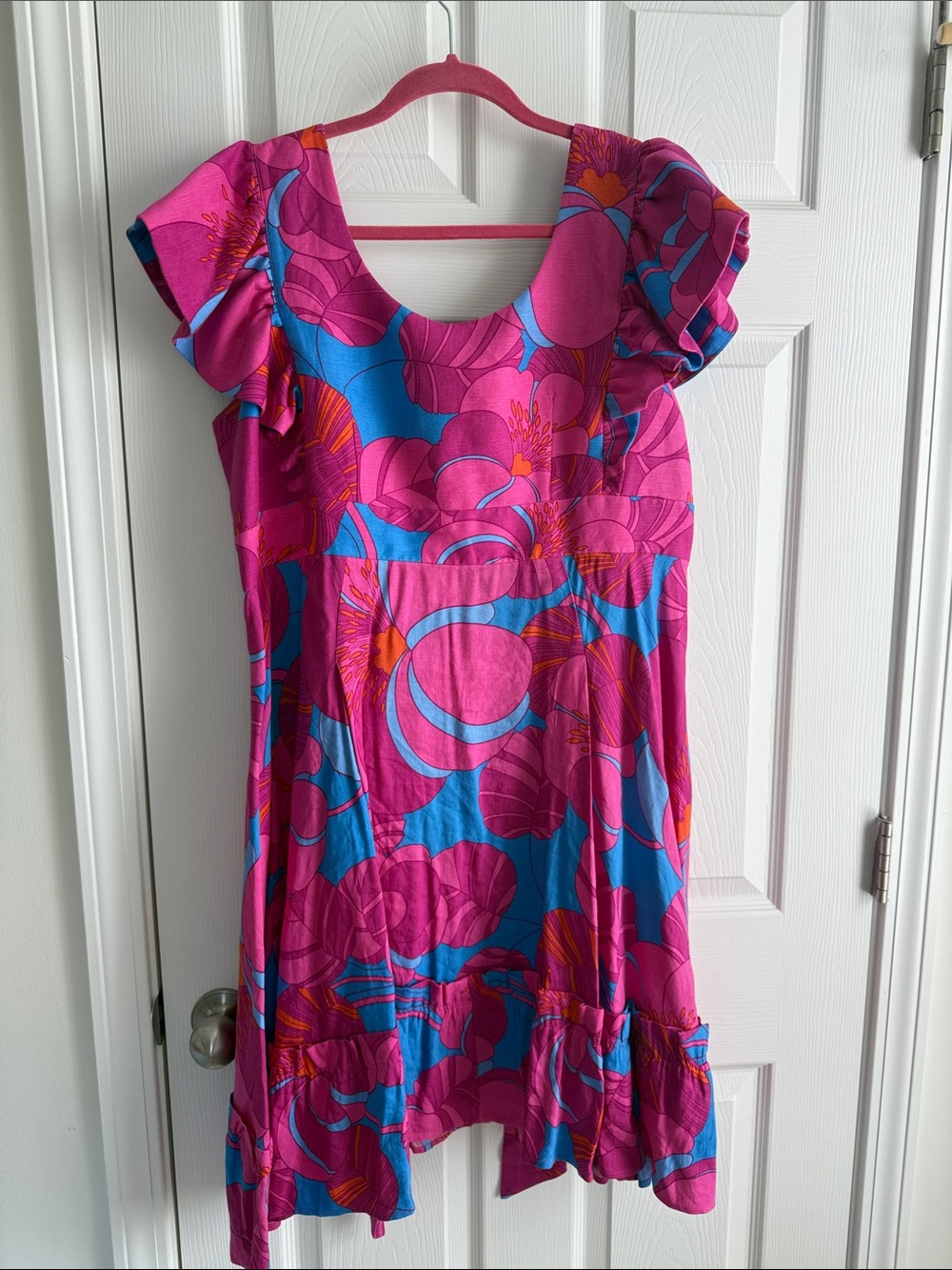 Tuckernuck Hot Pink and Bright Blue Floral Mini Dress